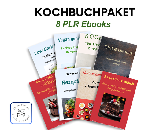 PLR Kochbuch-Paket – 8 Ebooks mit Rezepten & Verkaufslizenzen